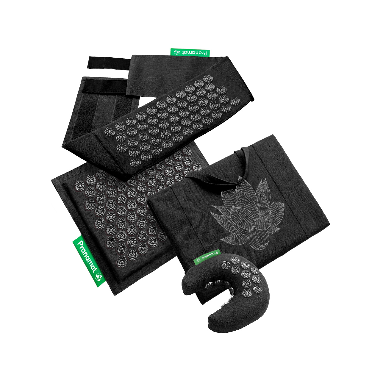Pranamat Set (Mini + Měsíček + Belt + Velká Taška)  Černá